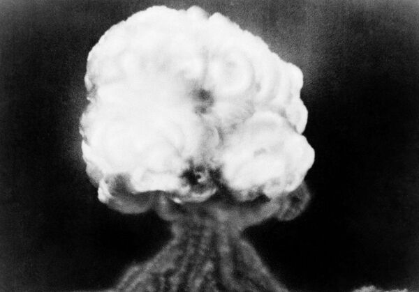 The mushroom cloud of the first atomic explosion at Trinity Test Site, New Mexico. July 16, 1945 The mushroom cloud of the first atomic explosion at Trinity Test Site, New Mexico. July 16, 1945 - Sputnik International