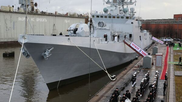 The frigate Tarkash (Quiver) at the pier of the Baltic Shipyard Yantar factory for the formal ceremony transferring the ship to the Naval forces of India - Sputnik International