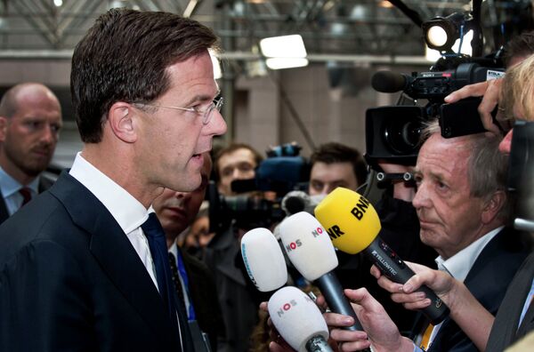 Rutte's liberal People's Party for Freedom and Democracy and its junior party backed the $96 billion (€86 bn) cash injection for the debt-laden country. Rutte's liberal People's Party for Freedom and Democracy and its junior party backed the $96 billion (€86 bn) cash injection for the debt-laden country. - Sputnik International