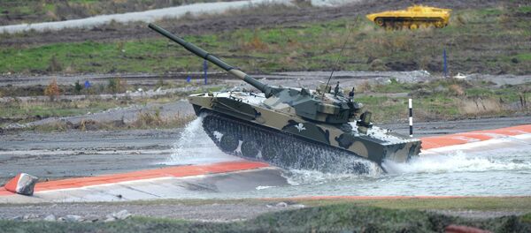 Self-propelled artillery vehicle with a Sprut-SD anti-tank gun during the demonstration of military hardware at the Ninth International Exhibition of Arms, Military Equipment and Ammunition in Nizhny Tagil - Sputnik International