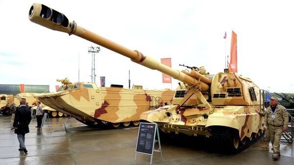 The 2S19 Msta-S self-propelled howitzer at the 9th International Exhibition of Arms,Military Equipment and Ammunition, held in the city of Nizhny Tagil - Sputnik International