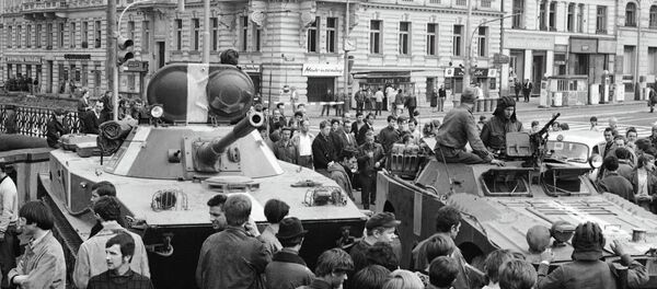 Soviet tanks in Prague during the Prague Spring, August 21, 1986. File photo Soviet tanks in Prague during the Prague Spring, August 21, 1986. File photo - Sputnik International