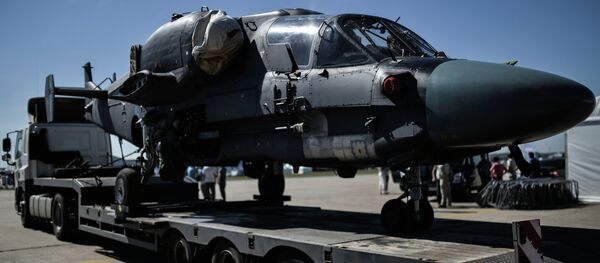 A Ka-26 helicopter is transported for the final rehearsal of the opening of the MAKS 2015 International Aviation and Space Salon A Ka-26 helicopter is transported for the final rehearsal of the opening of the MAKS 2015 International Aviation and Space Salon - Sputnik International