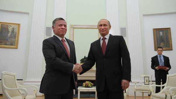 President Vladimir Putin (right) meeting in the Kremlin with King Abdullah II of Jordan, October 2, 2014. - Sputnik International