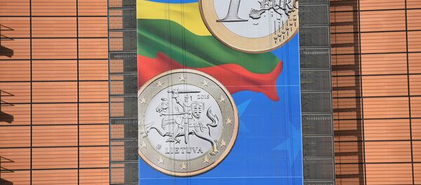 A picture shows a detail of a banner welcoming Lithuania into the Eurozone hung on the European Commission headquarters in Brussels on January 5, 2015 A picture shows a detail of a banner welcoming Lithuania into the Eurozone hung on the European Commission headquarters in Brussels on January 5, 2015 - Sputnik International
