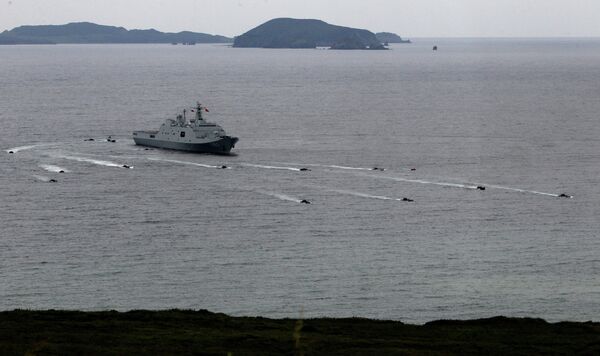 Russian-Chinese naval drill Naval Interaction–2015, Vladivostok, August 2015. The exercises constituted the largest joint maritime exercises in the two countries' history. Russian-Chinese naval drill Naval Interaction–2015, Vladivostok, August 2015. The exercises constituted the largest joint maritime exercises in the two countries' history. - Sputnik International