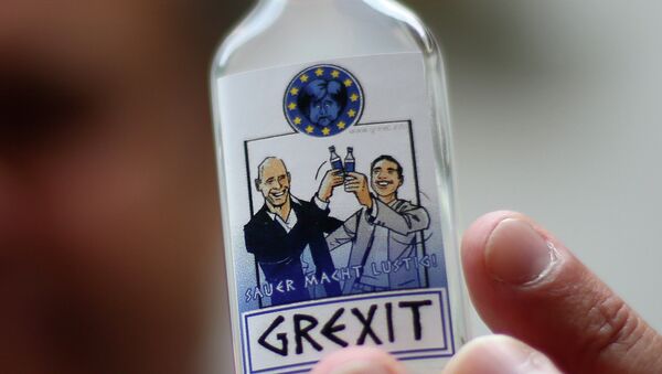 A bottle of vodka lemon Grexit is displayed on June 23, 2015 - Sputnik International