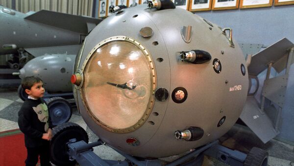 The first A-bomb, 1949. The museum of all-Union Research Institute for Experimental Physics (present-day Russian Federal Nuclear Center All-Russian Research Institute for Experimental Physics). Reproduction - Sputnik International