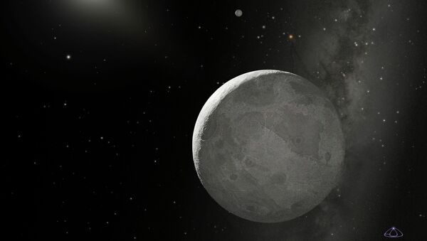 This NASA handout obtained October 21, 2009 shows an artist's concept of the Kuiper Belt Object nicknamed Xena, with its moon dubbed Gabrielle just above - Sputnik International