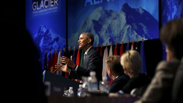 U.S. President Barack Obama delivers remarks to the GLACIER Conference at the Dena'ina Civic and Convention Center in Anchorage, Alaska August 31, 2015 - Sputnik International