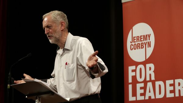 British lawmaker Jeremy Corbyn addressing a meeting during his election campaign for the leadership of the British Labour Party in Ealing, west London, Monday, Aug. 17, 2015. - Sputnik International