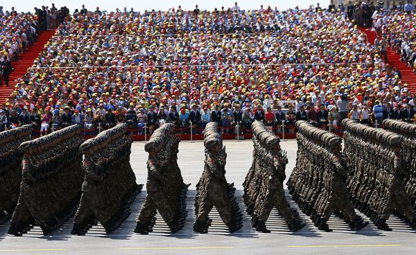 Soldiers of China's People's Liberation Army (PLA) march during the military parade to mark the 70th anniversary of the end of World War Two, in Beijing, China, September 3, 2015 Soldiers of China's People's Liberation Army (PLA) march during the military parade to mark the 70th anniversary of the end of World War Two, in Beijing, China, September 3, 2015 - Sputnik International