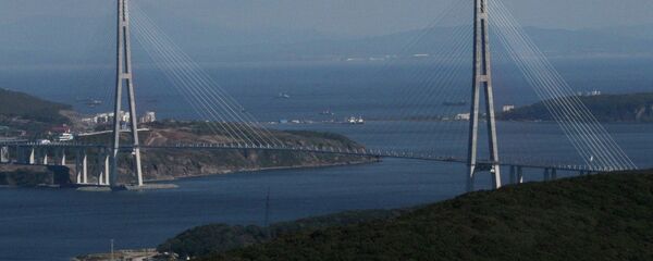 A cable bridge over the Eastern Bosphorus strait on Russky Island in Vladivostok - Sputnik International