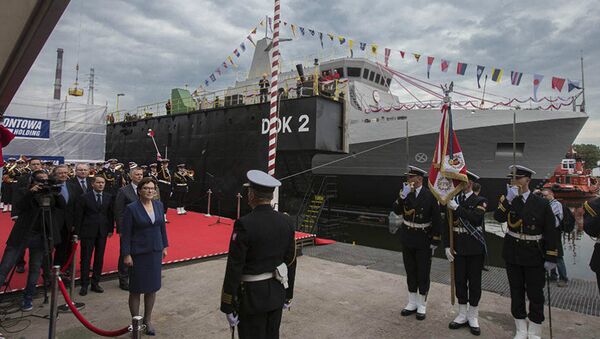 Polish Prime Minister Ewa Kopacz took part in the ceremony of launching of the ship Cormorant - Sputnik International