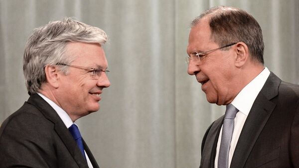 Russian Foreign Minister Sergey Lavrov, right, and Belgian Foreign Minister, Chairman of the Committee of Ministers of the Council of Europe Didier Reynders after a news conference in Moscow - Sputnik International