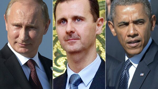 Russian President Vladimir Putin, Syrian President Bashar Assad, US President Barack Obama - Sputnik International
