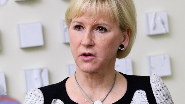 Sweden's Foreign Minister Margot Wallstrom talks to journalists after a meeting with representatives of the Swedish business community at the Ministry of Enterprise and Innovation in Stockholm, Sweden, on March 19, 2015 - Sputnik International