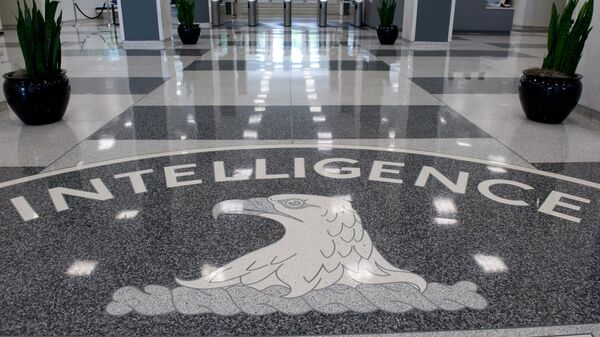 The Central Intelligence Agency (CIA) logo is displayed in the lobby of CIA Headquarters in Langley, Virginia, on 14 August 2008. - Sputnik International