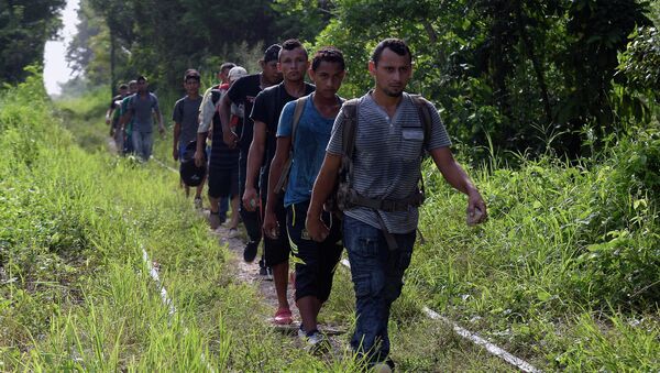 Migrants walk in Tenosique, Tabasco State, Mexico, on June 22, 2015 - Sputnik International