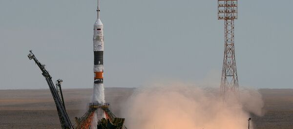 Soyuz TMA-18M launches from Baikonur Cosmodrome to take the long-duration expedition 45/46 to the International Space Station. Soyuz TMA-18M launches from Baikonur Cosmodrome to take the long-duration expedition 45/46 to the International Space Station. - Sputnik International