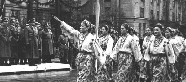 Parade in the western Ukrainian city of Stanislav, Ivano-Frankivsk region, in honor of the visit of Hans Frank, Governor-General of Nazi-occupied Poland - Sputnik International