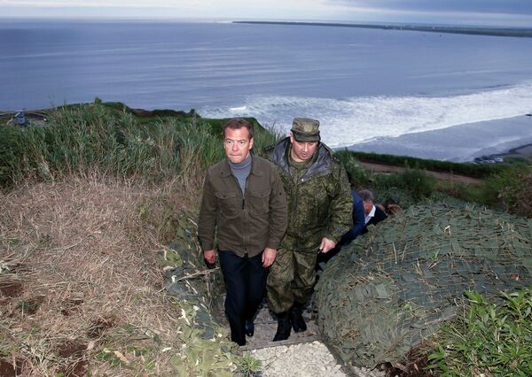 Prime Minister Medvedev visiting the Kuril Islands, August 2015. Prime Minister Medvedev visiting the Kuril Islands, August 2015. - Sputnik International