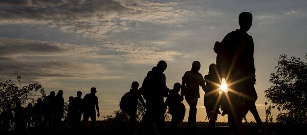 Migrants walk along rail tracks as they arrive at a collection point in the village of Roszke, Hungary, September 8, 2015 Migrants walk along rail tracks as they arrive at a collection point in the village of Roszke, Hungary, September 8, 2015 - Sputnik International