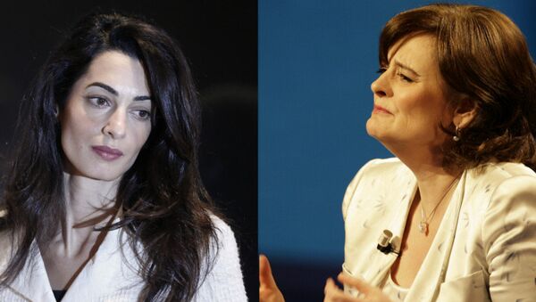 Lawyer Amal Clooney (left) and former UK Prime Minister Tony Blair’s wife Cherie Blair (right) - Sputnik International