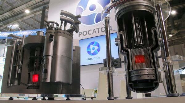 Models of nuclear reactors BREST and MBIR at Rosatom's stand at the 11th National Forum and Exhibition Goszakaz - 2015 (state procurement) at the VDNKh national economic achievements exhibition in Moscow - Sputnik International