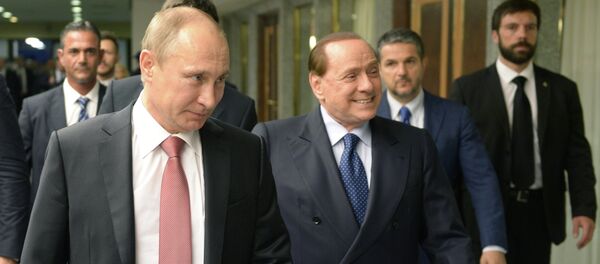 Russian President Vladimir Putin, left, and former Italian prime minister Silvio Berlusconi at their meeting in Rome, June 10, 2015 Russian President Vladimir Putin, left, and former Italian prime minister Silvio Berlusconi at their meeting in Rome, June 10, 2015 - Sputnik International