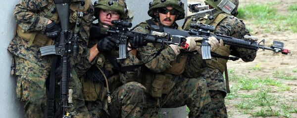 US servicemen take part in a military drill in Yavoriv polygon, Lviv district, western Ukraine, on July 24, 2015 - Sputnik International