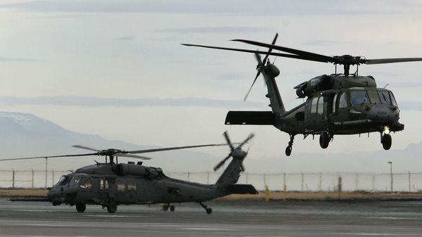 Helicopters make a training flight at the Keflavik US Air Base, Keflavik, Iceland, Friday Feb. 24, 2006 - Sputnik International