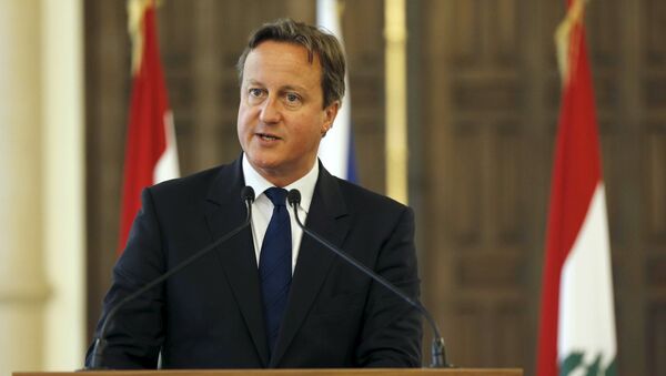 British Prime Minister David Cameron talks at a news conference during his visit at the government palace in downtown Beirut, Lebanon September 14, 2015 - Sputnik International