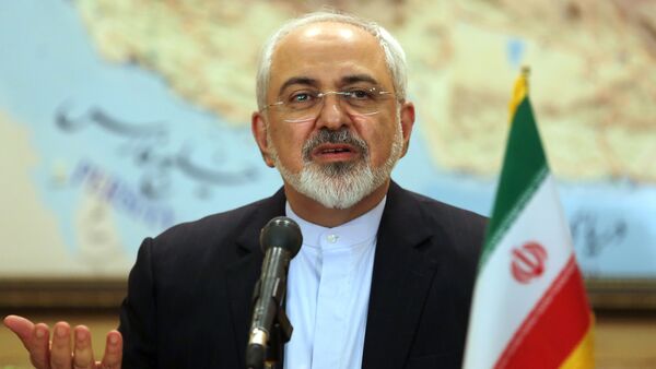 Iranian Foreign Minister Mohammad Javad Zarif and the head of Iran's Atomic Energy Organization Ali Akbar Salehi (unseen) give a press conference at Tehran's Mehrabad Airport following their arrival on July 15, 2015, after Iran's nuclear negotiating team struck a deal with world powers in Vienna - Sputnik International