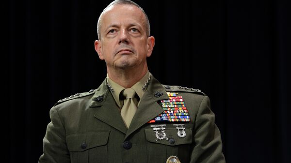 Newly appointed Supreme Allied Commander in Europe (SACEUR) US General John Allen looks on following a meeting of NATO Defense Ministers at NATO headquarter in Brussels on Otober 10, 2012 - Sputnik International