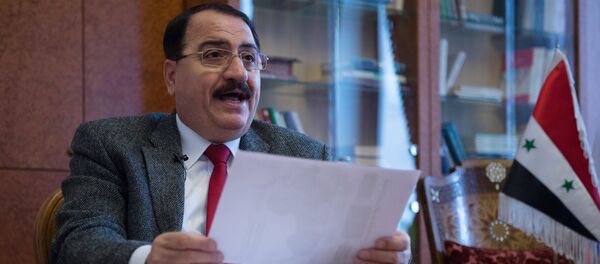 Ambassador Extraordinary and Plenipotentiary of the Syrian Arab Republic to the Russian Federation Riyad Mohammad Haddad talks with journalists at the Embassy of Syria Ambassador Extraordinary and Plenipotentiary of the Syrian Arab Republic to the Russian Federation Riyad Mohammad Haddad talks with journalists at the Embassy of Syria - Sputnik International