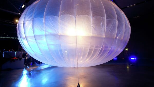 A high altitude WiFi internet hub Google Project Loon balloon is displayed at the Airforce Museum in Christchurch on June 16, 2013 - Sputnik International