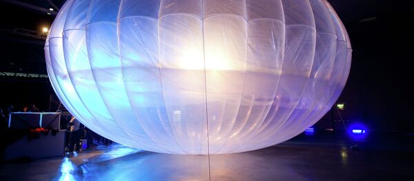 A high altitude WiFi internet hub Google Project Loon balloon is displayed at the Airforce Museum in Christchurch on June 16, 2013 - Sputnik International