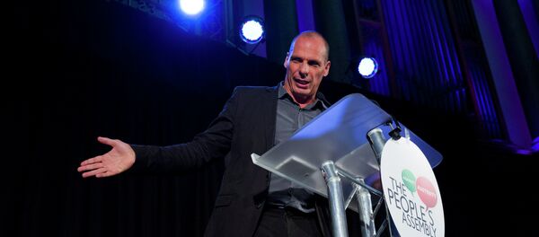 Former Greek finance minister, Yanis Varoufakis, speaks at a meeting of The Peoples Assembly in London on September 14, 2015. - Sputnik International