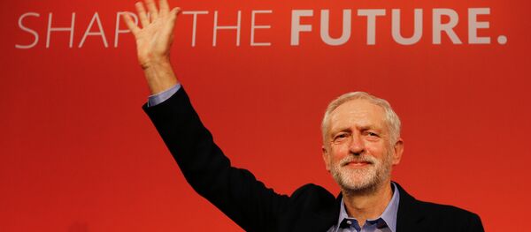 Jeremy Corbyn waves on stage after new is announced as the new leader of The Labour Party during the Labour Party Leadership Conference in London. Jeremy Corbyn waves on stage after new is announced as the new leader of The Labour Party during the Labour Party Leadership Conference in London. - Sputnik International