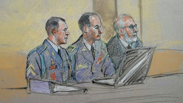 Army Sgt. Bowe Bergdahl, left, defense counsel Lt. Col. Franklin D. Rosenblatt, center, and lead defense counsel Eugene Fidell sit during a preliminary hearing to determine if Sgt. Bergdahl will be court-martialed. - Sputnik International