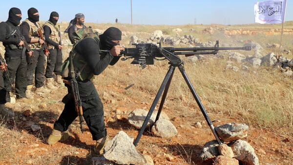 Rebel fighters from the First Battalion under the Free Syrian Army take part in a military training on June 10, 2015, in the rebel-held countryside of the northern city of Aleppo - Sputnik International