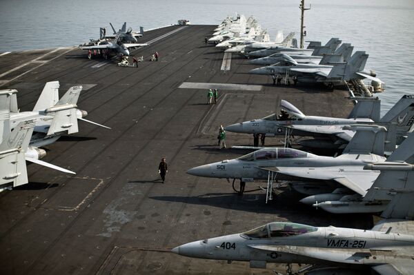 Flight deck of the USS Theodore Roosevelt Flight deck of the USS Theodore Roosevelt - Sputnik International