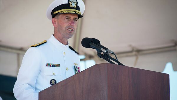 Adm. John Richardson delivers remarks during the commissioning ceremony of the Virginia-class attack submarine USS John Warner (SSN 785) at Naval Station Norfolk. - Sputnik International