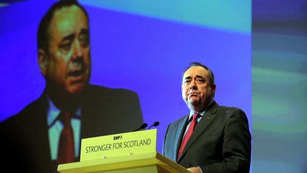 Scotland's First Minister Alex Salmond delivers his final speech as the leader of the Scottish National Party at the SNP Annual National Party Conference in Perth, Scotland on November 14, 2014 - Sputnik International