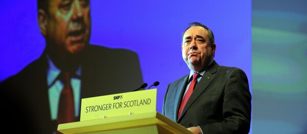 Scotland's First Minister Alex Salmond delivers his final speech as the leader of the Scottish National Party at the SNP Annual National Party Conference in Perth, Scotland on November 14, 2014 Scotland's First Minister Alex Salmond delivers his final speech as the leader of the Scottish National Party at the SNP Annual National Party Conference in Perth, Scotland on November 14, 2014 - Sputnik International
