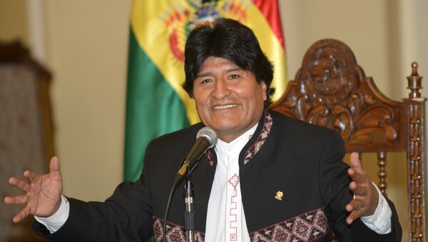 Bolivian President Evo Morales offers a press conference at the Quemado presidential palace in La Paz on May 5, 2015 - Sputnik International