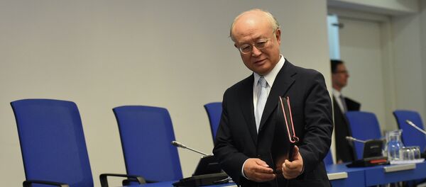 Yukiya Amano, director general of the International Atomic Energy Agency (IAEA), arrives for a press conference of the IAEA Board of Governors Meeting at IAEA headquarters in Vienna, Austria on August 25, 2015 Yukiya Amano, director general of the International Atomic Energy Agency (IAEA), arrives for a press conference of the IAEA Board of Governors Meeting at IAEA headquarters in Vienna, Austria on August 25, 2015 - Sputnik International