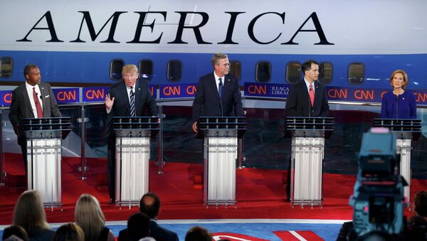 Republican U.S. presidential candidates during the second official Republican presidential candidates debate of the 2016 U.S. presidential campaign at the Ronald Reagan Presidential Library in Simi Valley, California, United States, September 16, 2015 - Sputnik International