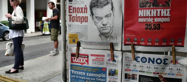 Frontpages of newspapers bear pictures of Syriza leader Alexis Tsipras a day after the Greek general election in Athens on September 21, 2015 Frontpages of newspapers bear pictures of Syriza leader Alexis Tsipras a day after the Greek general election in Athens on September 21, 2015 - Sputnik International